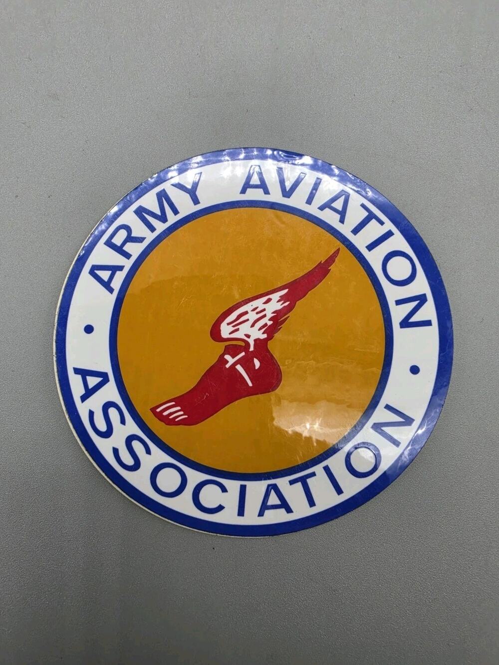Vintage US Army Aviation Association Sticker Red Winged Foot